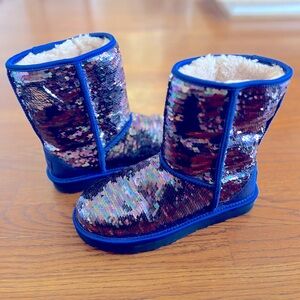 NoBox UGG 1094982 Women’s Classic Short Sequins Purple Winter Boots Size 9